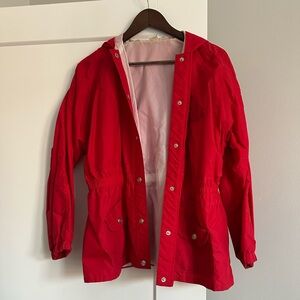 Light-weight Red Hooded Jacket